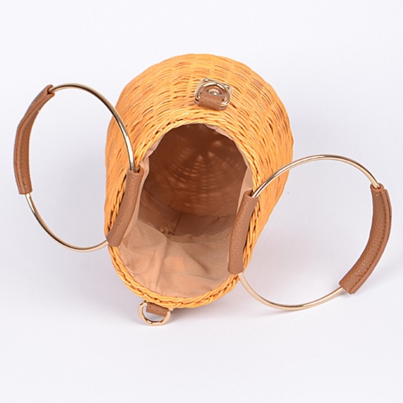 Bamboo wicker rattan style Clutch Bag - Picture 3 of 4